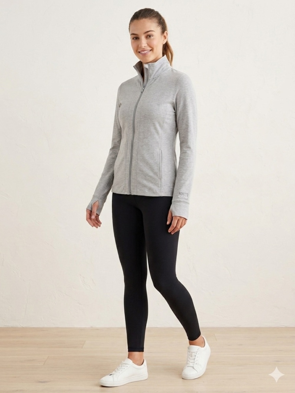 Roots Active Light Gray Full-Zip Lightweight Athletic Jacket Small